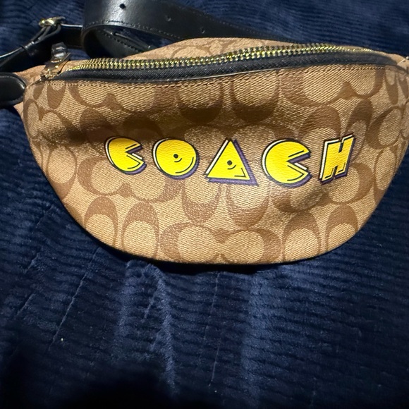 Coach Handbags - Coach Tan Belt Bag with Yellow Logo